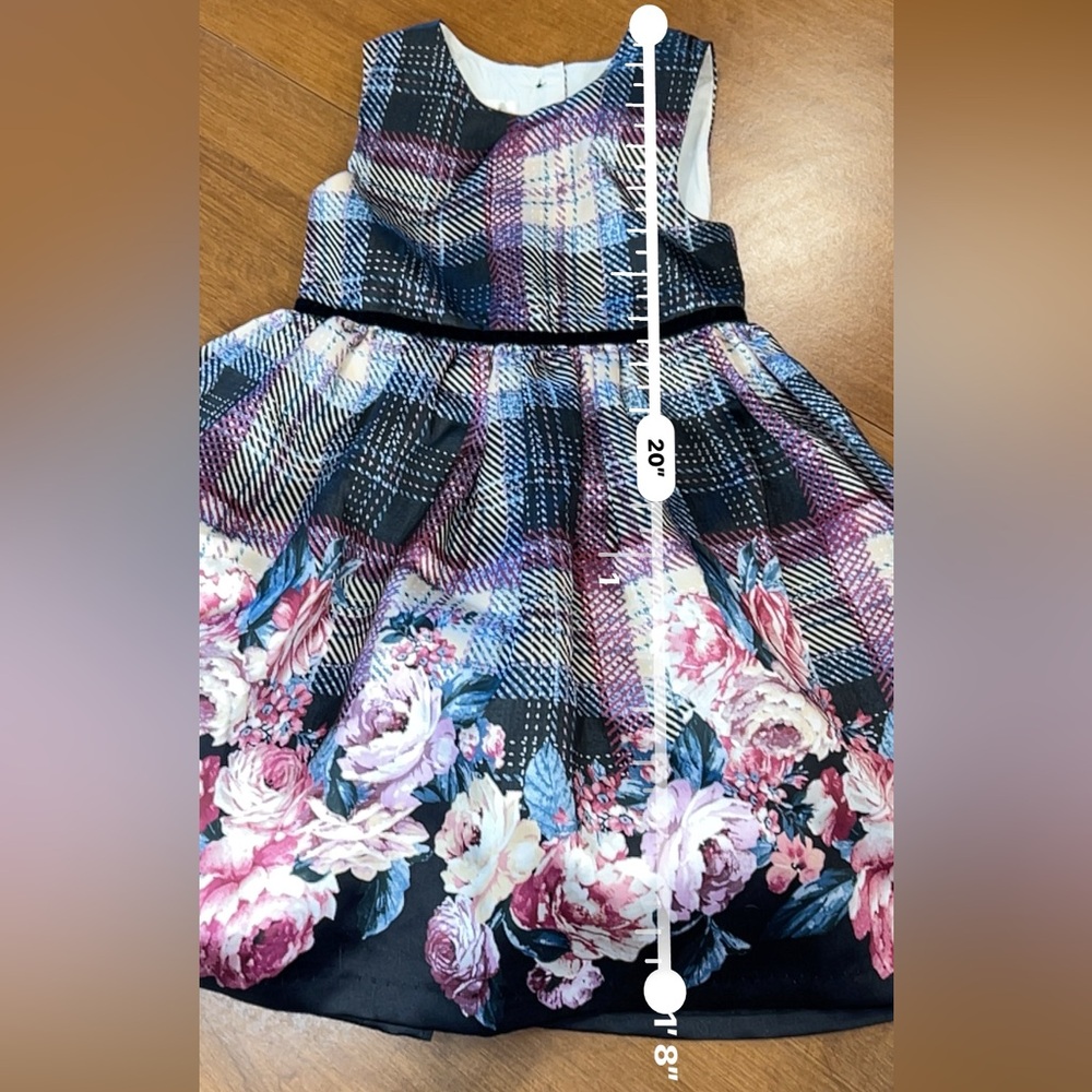 Laura Ashley Plaid and Floral Toddler Dress Size 3T - Picture 8 of 9